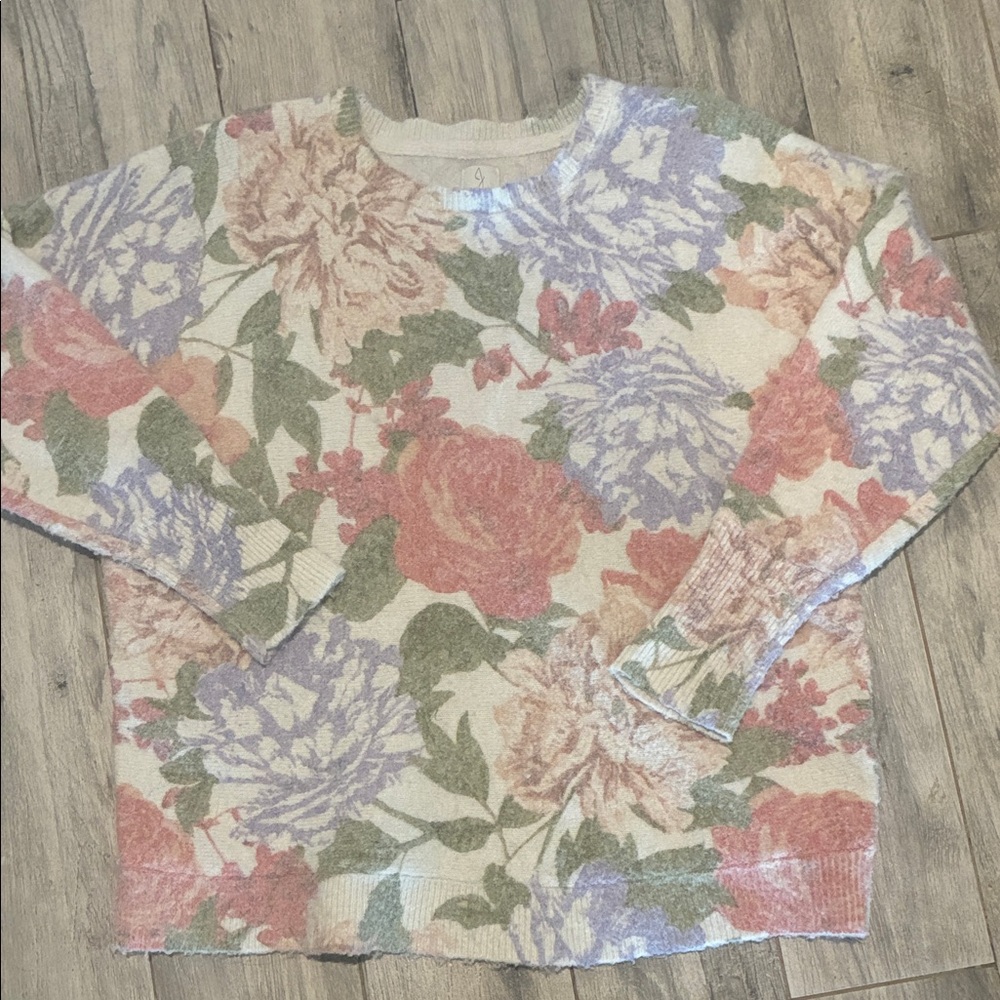 Joie Floral Pastel Floral Knit Sweater Size 1X